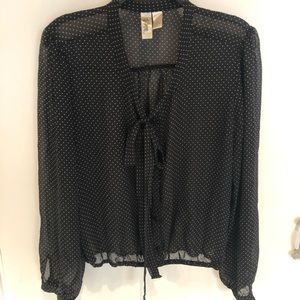 Black and white polka dot tie front shirt